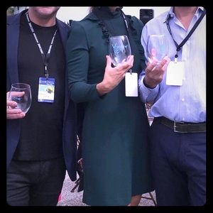 High collar dress with ruffle front